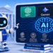 Το ai bot της Πρόωσης, ο Prosi, δείχνει σε έναν πίνακα που απεικονίζει το chat gpt, το claude και το gemini, καθώς και διάφορα πανεπιστήμια όπως των Αθηνών, ΟΠΑ, Πατρών και άλλα. Στο background φαίνεται το Πολυτεχνείο ενώ υπάρχουν βιβλία και ένα banner που αναφέρει "Κάνε master το a.i. σε ΜΟΝΟ μία ώρα".